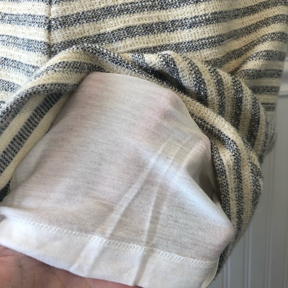 REISS Cream, Blue & Metallic Gold striped sleeveless dress - Picture 9 of 13